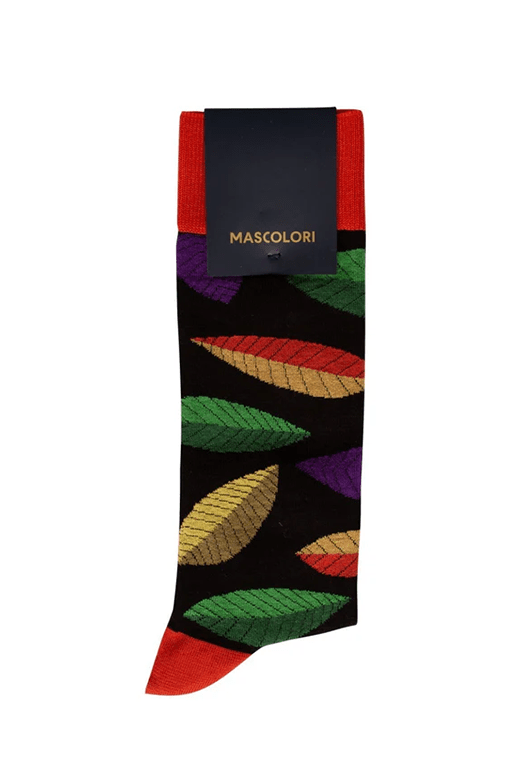 Black socks with leaves